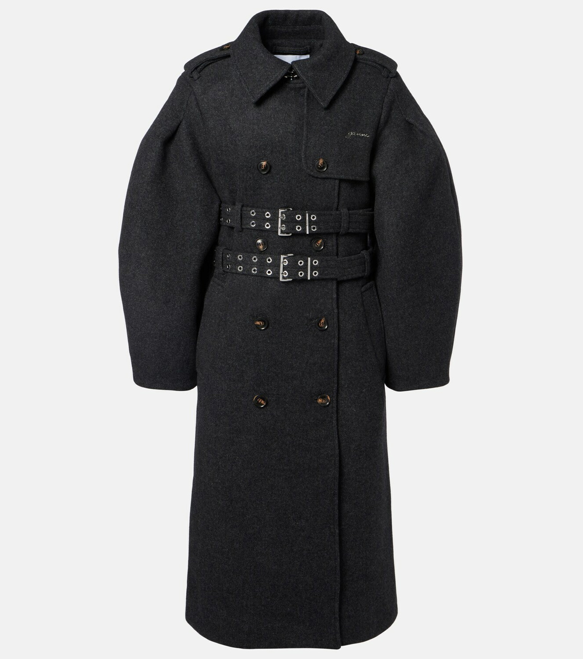 Ganni Belted wool and cashmere-blend coat