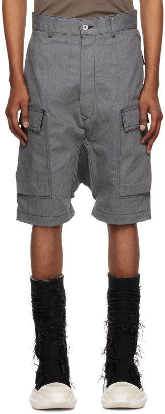 Photo: Rick Owens DRKSHDW Gray Button-Fly Denim Shorts