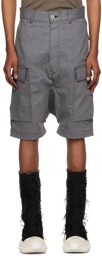 Rick Owens DRKSHDW Gray Button-Fly Denim Shorts
