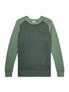 Etro - Logo-Embroidered Two-Tone Wool Sweater - Green