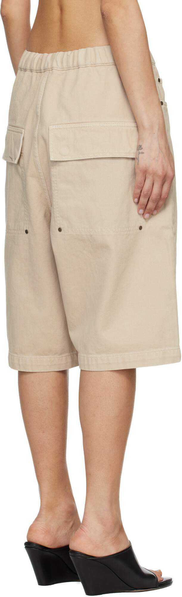 Entire Studios Beige Spar Denim Shorts