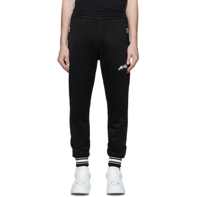 Photo: Alexander McQueen Black Embroidered Logo Lounge Pants