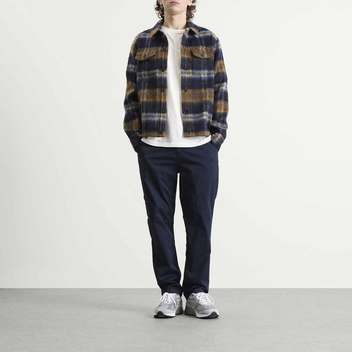 Kestin Men's Haston Jacket in Navy Check Brushed Wool
