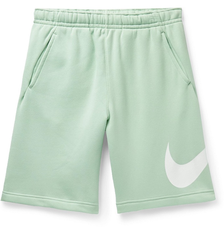 Photo: Nike - Sportswear Club Fleece-Back Cotton-Blend Jersey Drawstring Shorts - Green