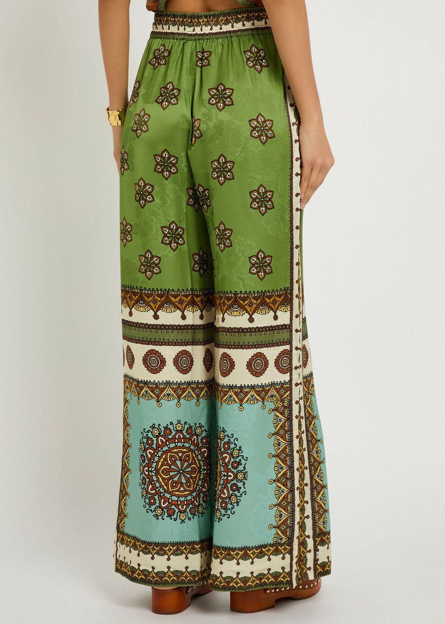 Alemais Contina Printed Wide-leg Satin Trousers Multicoloured