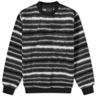 Beams Plus Men's Stripe Fleece Crew Sweat in Black