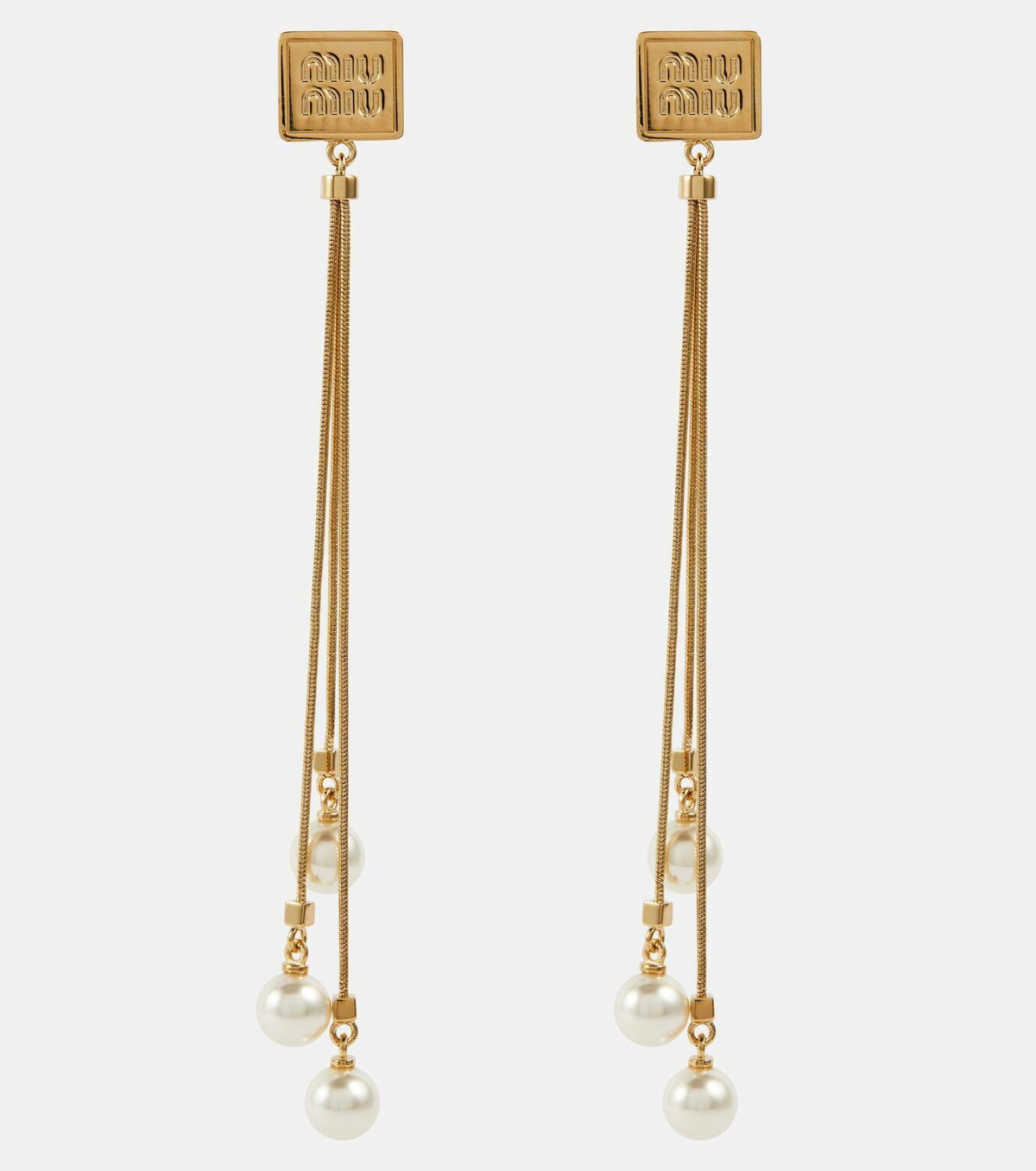 Miu Miu Faux pearl and brass earrings