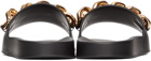 Versace Black Leather Medusa Chain Pool Slides