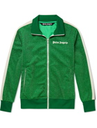 Palm Angels - Metallic Striped Logo-Embroidered Tech-Jersey Track Jacket - Green