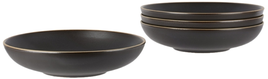 Lineage Ceramics Black Shallow Serving Bowl, 4 pcs