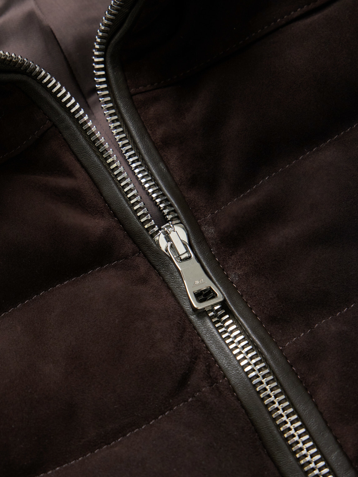Mr P. - Leather-Trimmed Padded Quilted Suede Gilet - Brown