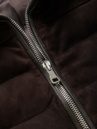 Mr P. - Leather-Trimmed Padded Quilted Suede Gilet - Brown