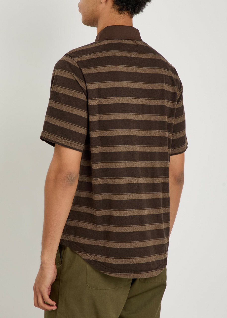 Oliver Spencer Judo Striped Cotton Polo Shirt Brown