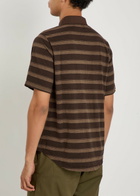 Oliver Spencer Judo Striped Cotton Polo Shirt Brown