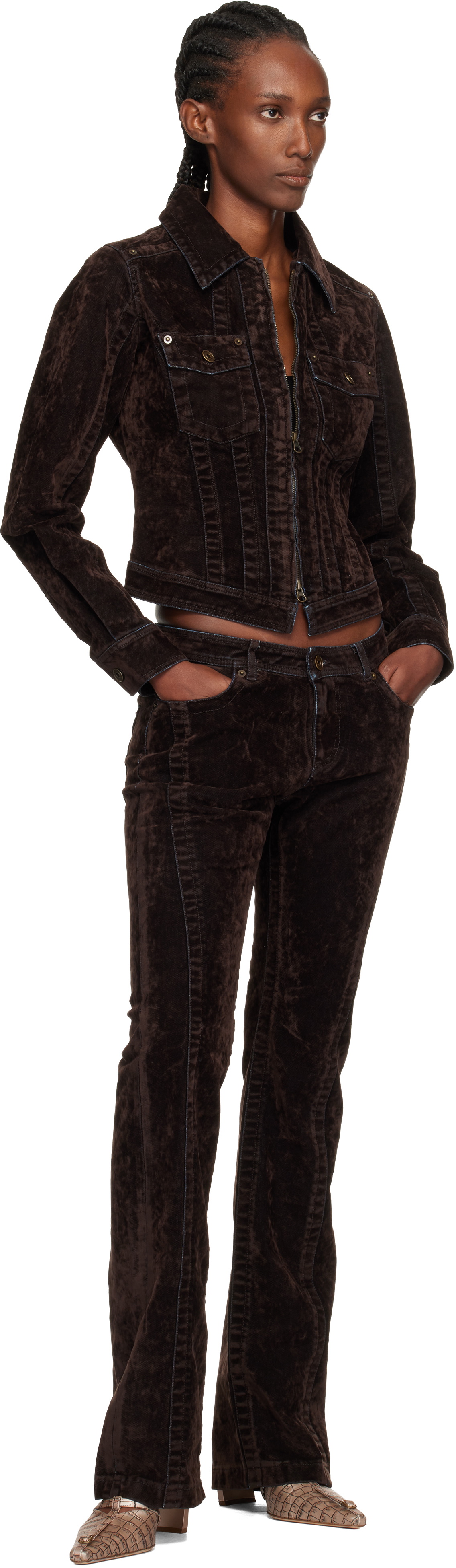 KNWLS Brown Flock Jeans