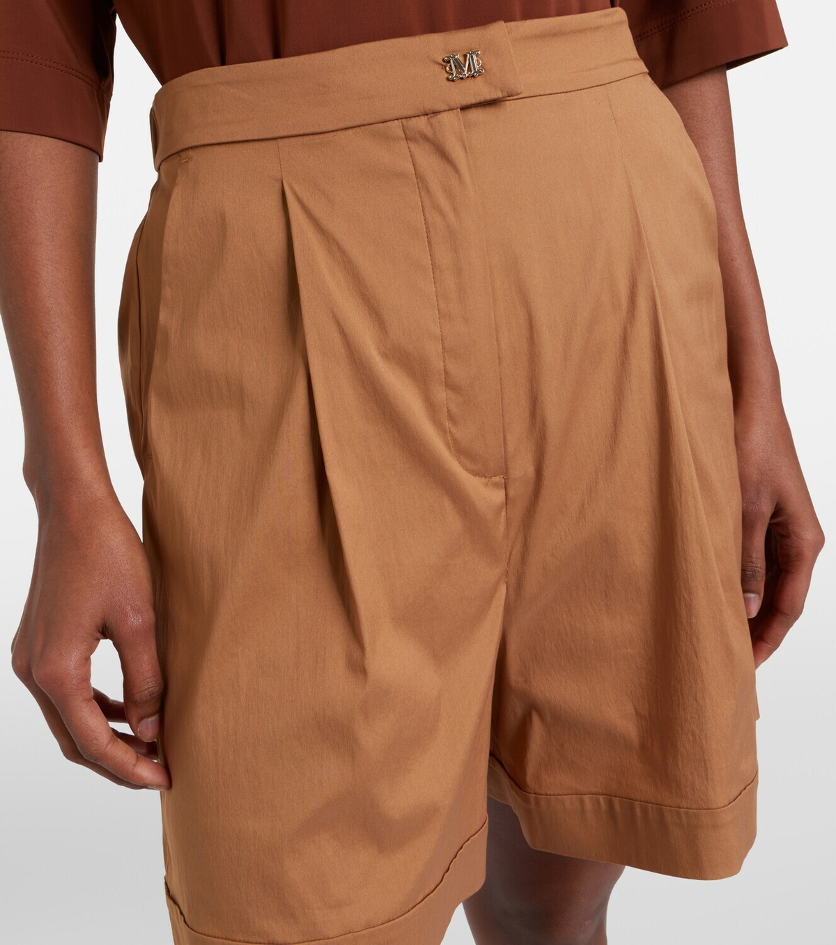 Max Mara Medeola pleated cotton-blend Bermuda shorts