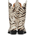 GANNI Off-White Mid Shaft Embroidered Western Boots