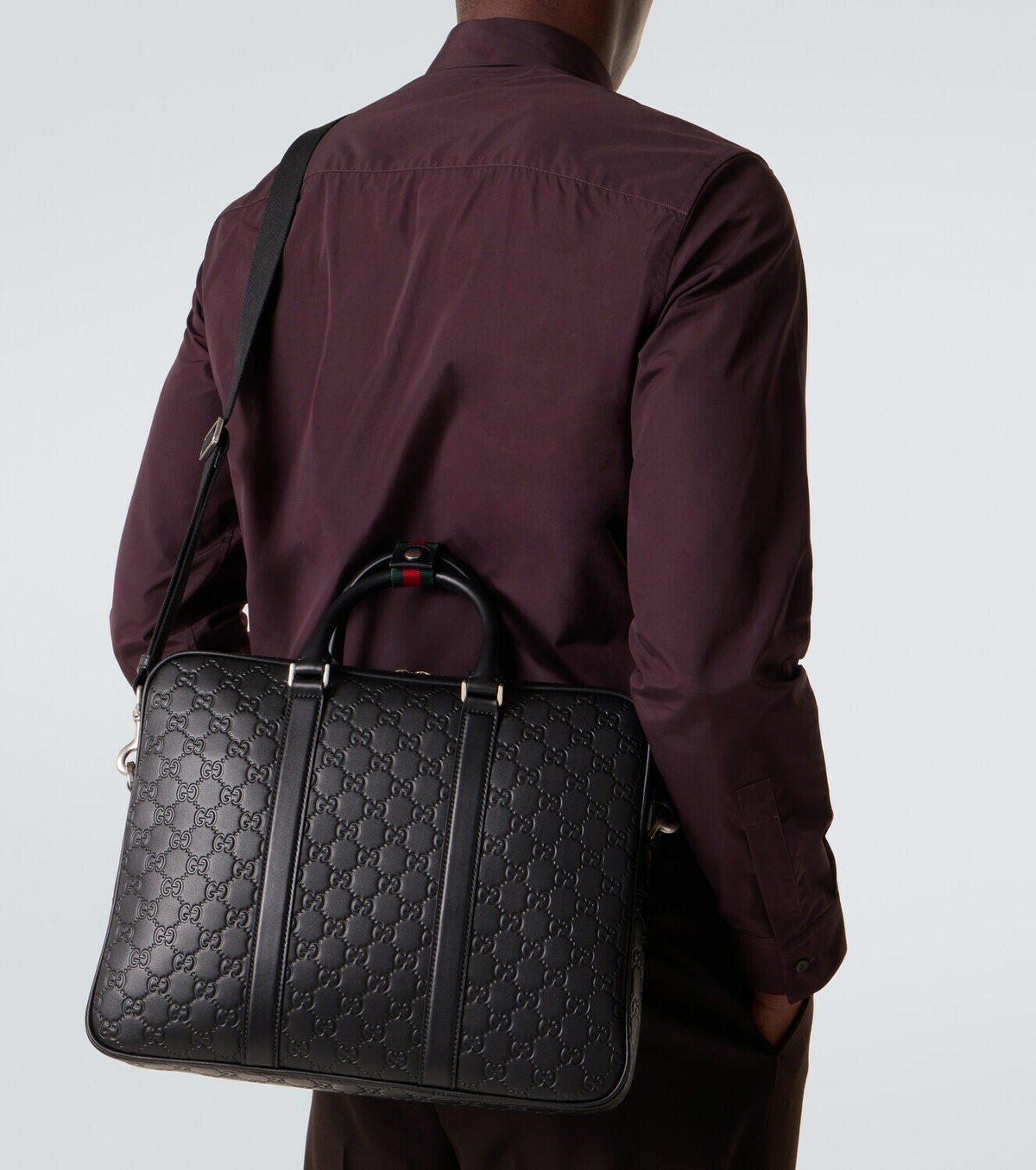 Gucci GG Emblem debossed leather briefcase