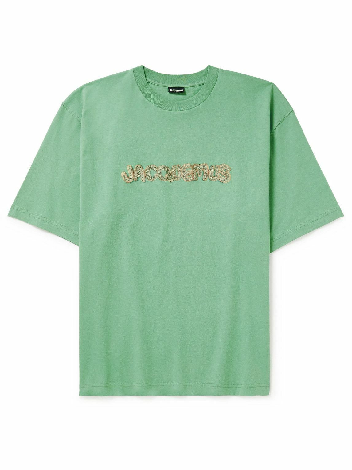 Jacquemus - Raffia-Trimmed Cotton-Jersey T-Shirt - Green Jacquemus