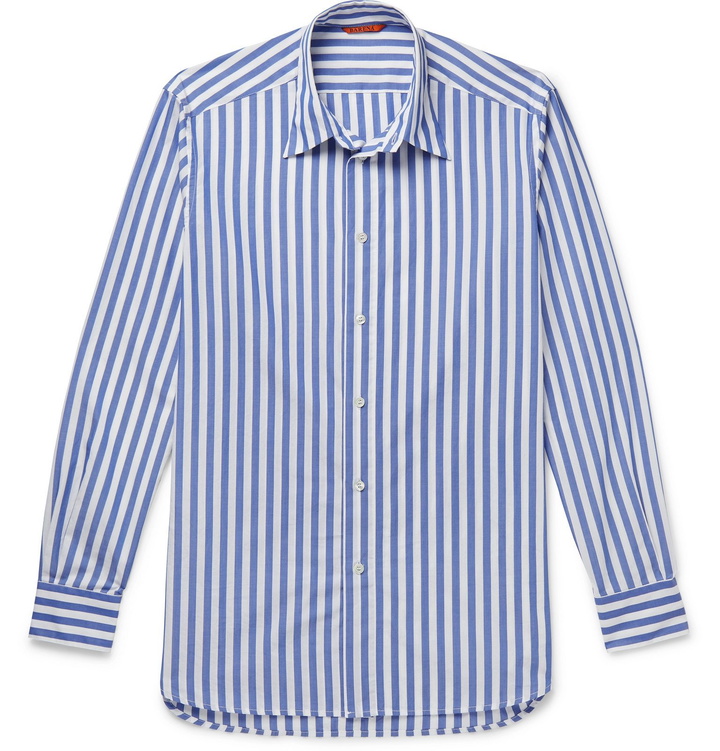 Photo: Barena - Striped Cotton-Poplin Shirt - Blue