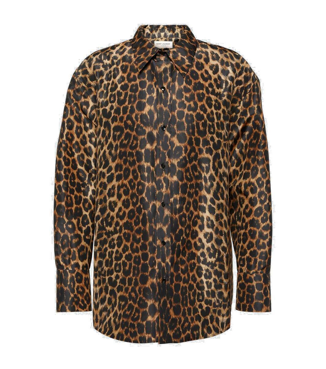 シャツ Saint Laurent Printed Silk Shirt Saint Laurent Leopard-print silk shirt Saint Laurent