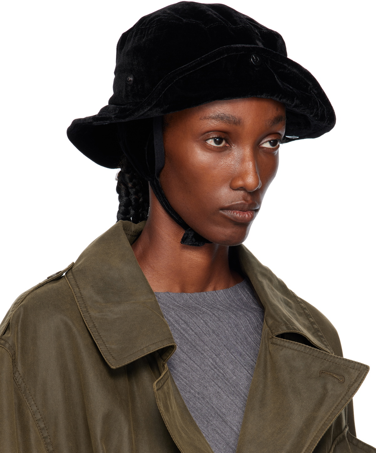 OPEN YY Black Detachable Ear Flap Bucket Hat
