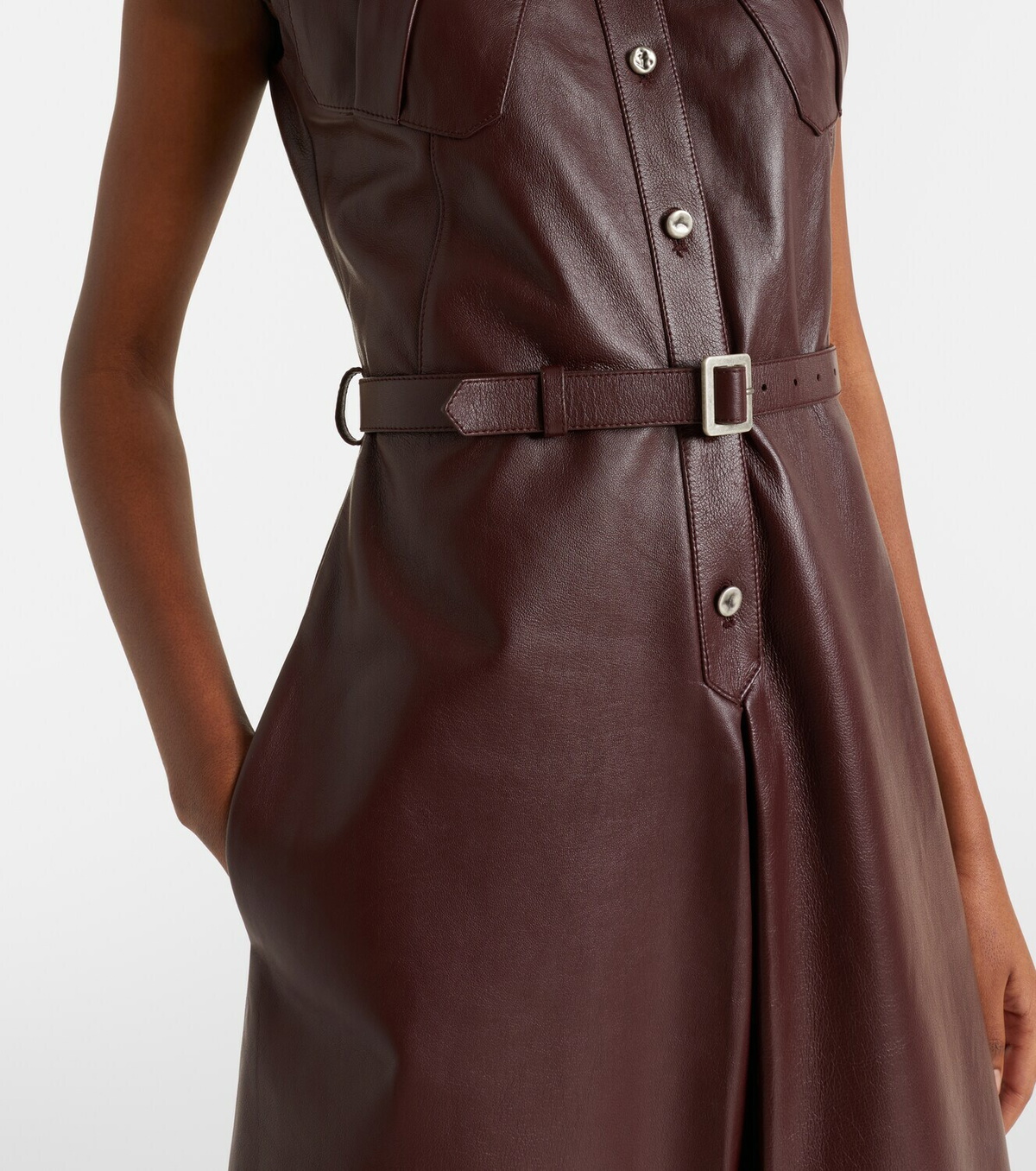 McQueen Belted leather midi dress