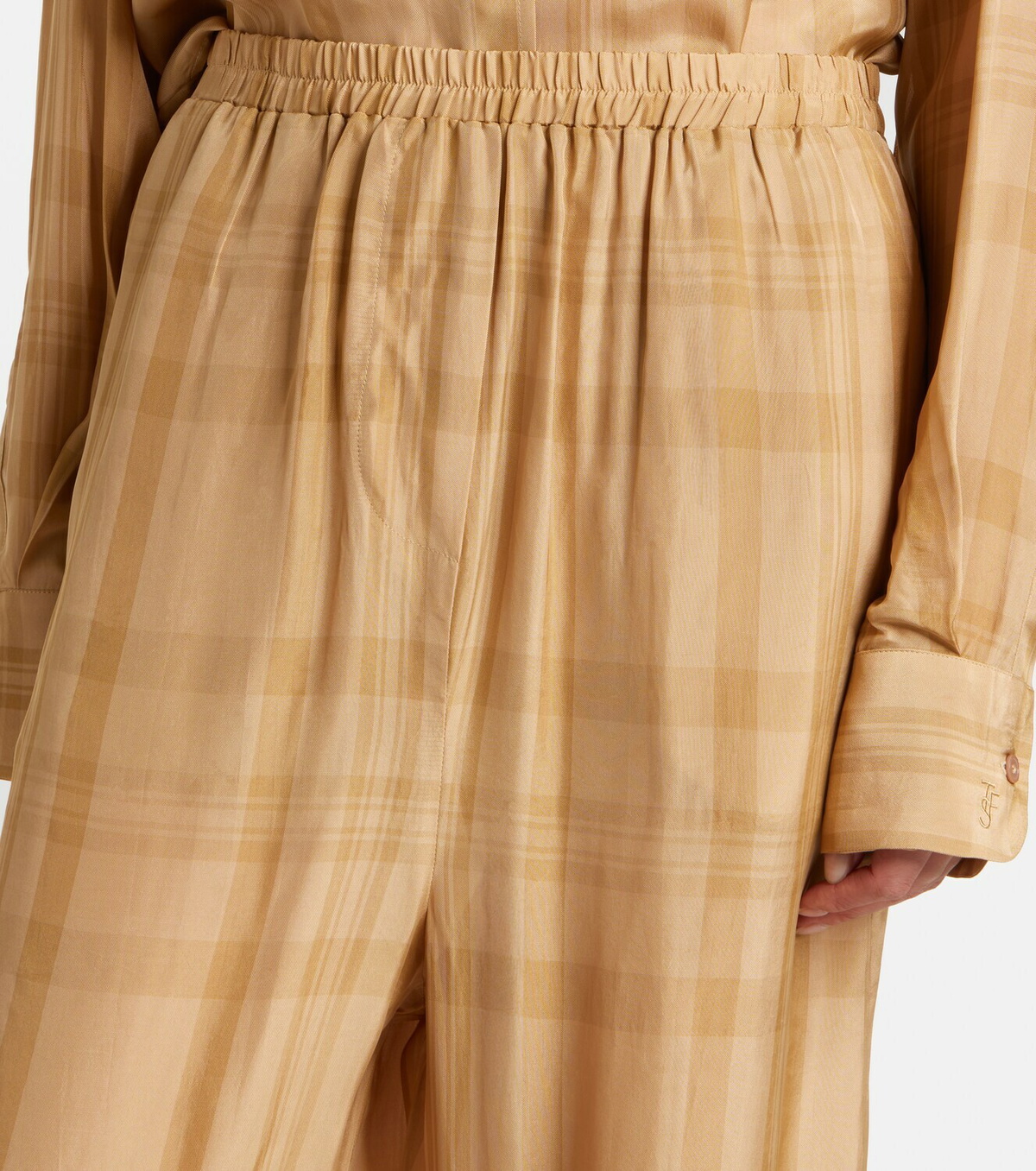 The Frankie Shop Baxter checked twill wide-leg pants