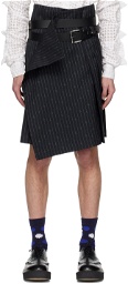 Charles Jeffrey Loverboy Navy Wrap Skirt