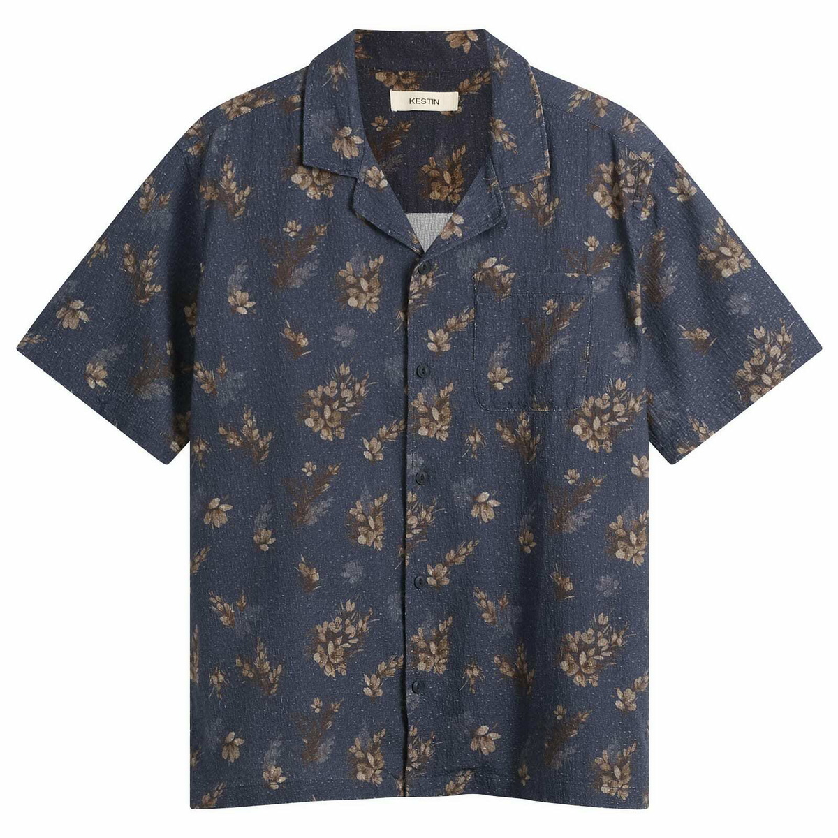 Kestin Men's Gorse Print Crammond Shirt in Dark Navy