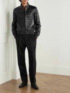 McQueen - Appliquéd Leather Bomber Jacket - Black
