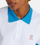 Versace Embroidered cotton piqué polo shirt