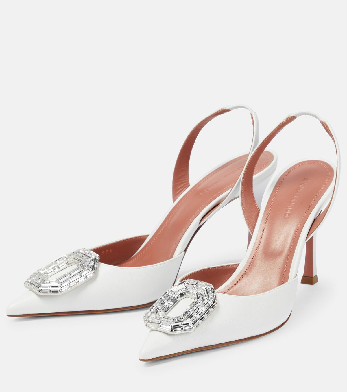 Amina Muaddi - Camelia leather slingback pumps