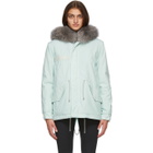 Mr and Mrs Italy Blue Fur Mini Parka