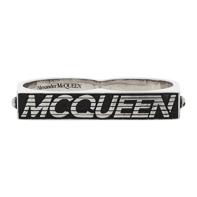 Photo: Alexander McQueen Silver Logo Double Ring