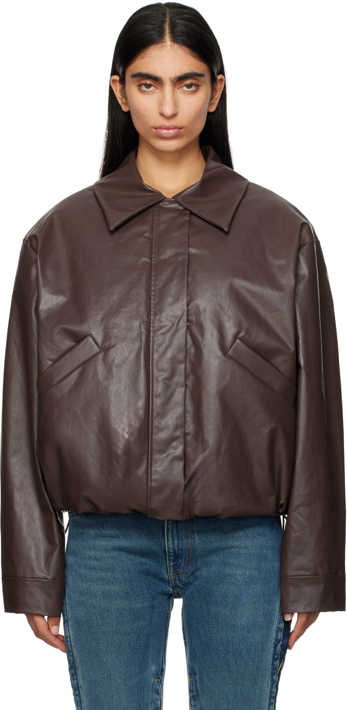 ジャケット・アウター kassl editions Brown Short Lamb Leather Jacket by KASSL Editions on Sale