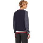Fendi Navy and Grey Striped Bag Bugs Sweater