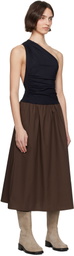 SC103 Black & Brown Balance Midi Dress