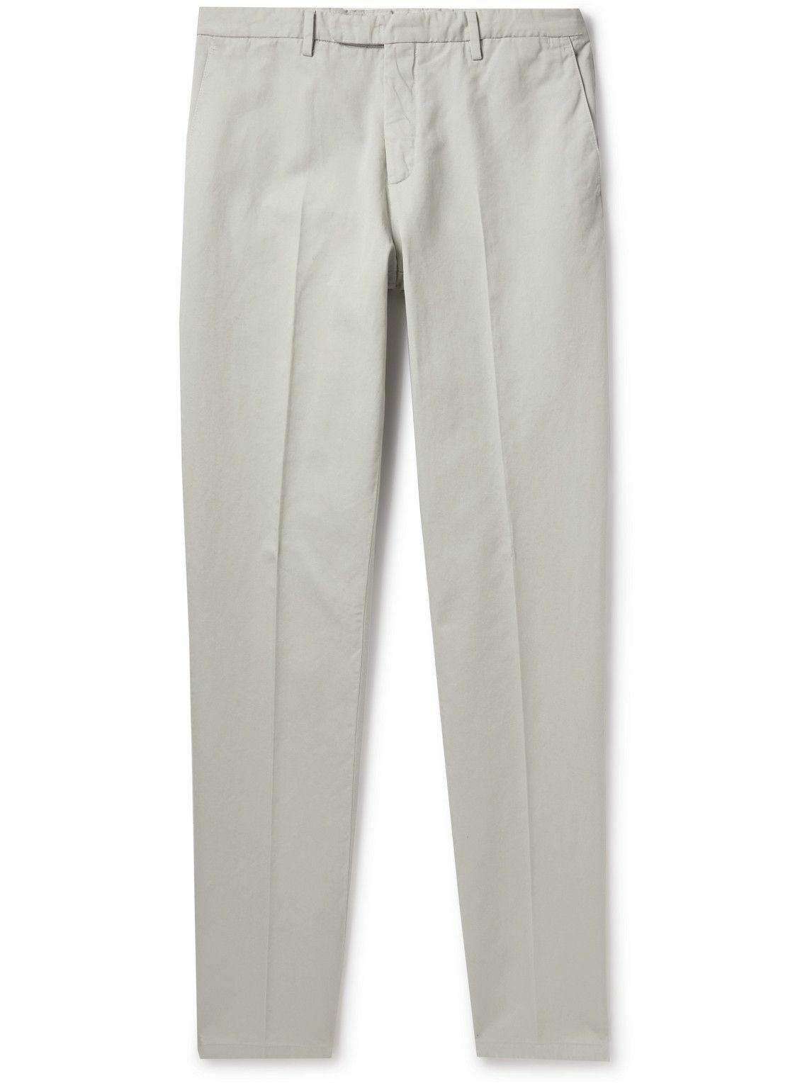 Photo: Boglioli - Straight-Leg Cotton and Linen-Blend Gabardine Trousers - Gray