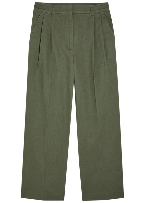 Photo: Anine Bing Belen Straight-leg Twill Trousers Dark Green