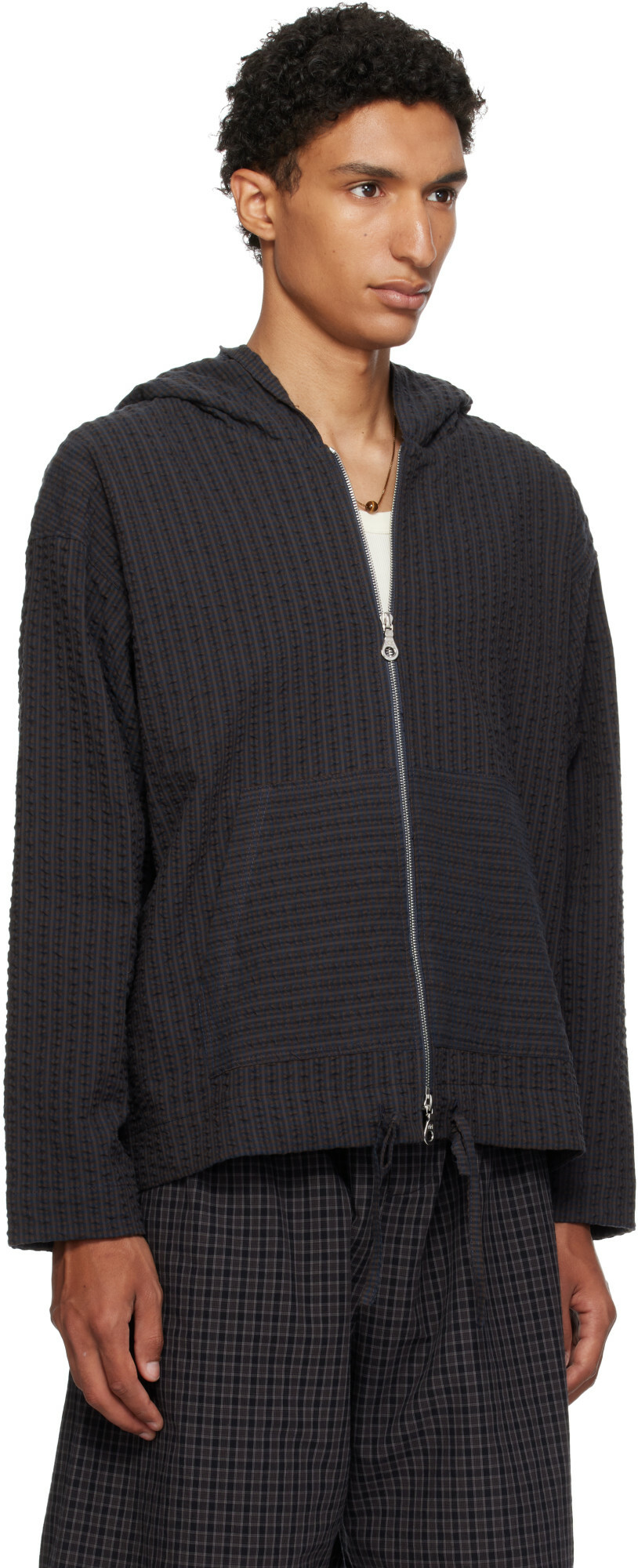 Cawley Brown & Navy Zip Up Hoodie