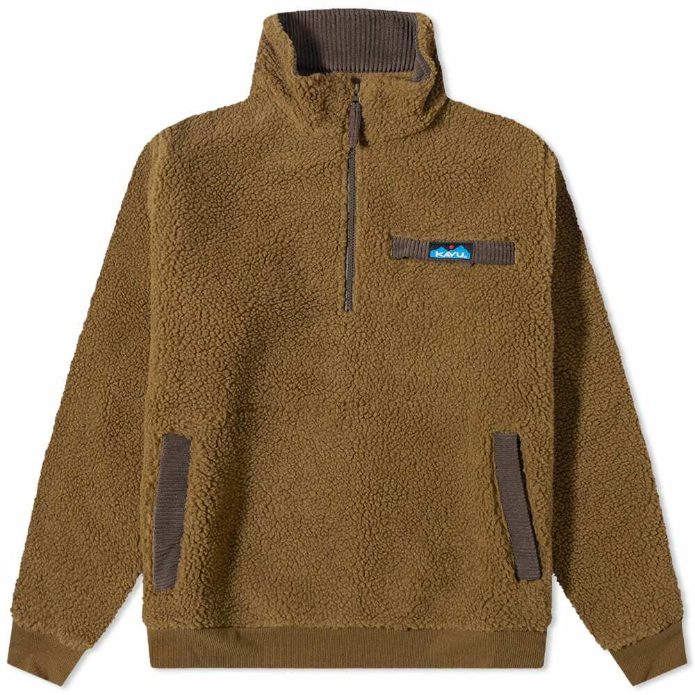 KAVU Men's Calawah Half Zip Sherpa Fleece in Coffee KAVU