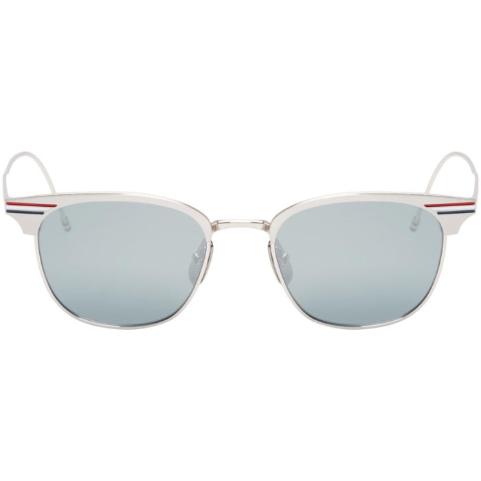 Photo: Thom Browne Silver Horn-Rimmed Sunglasses