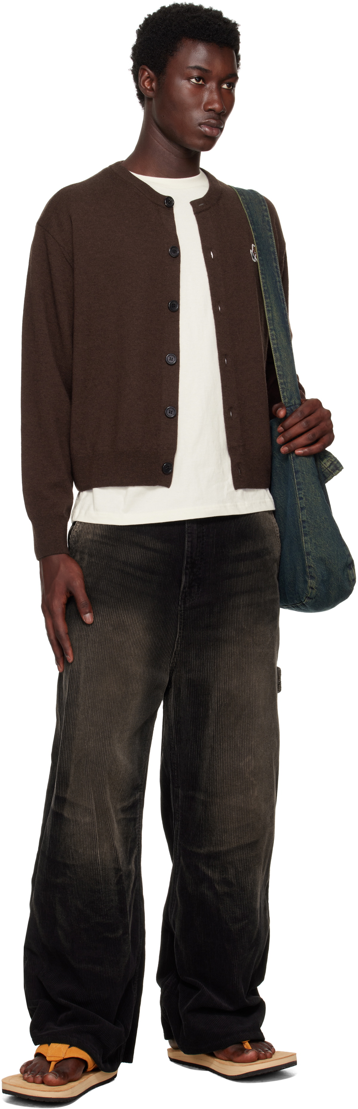 We11done Brown Single Patch Cardigan