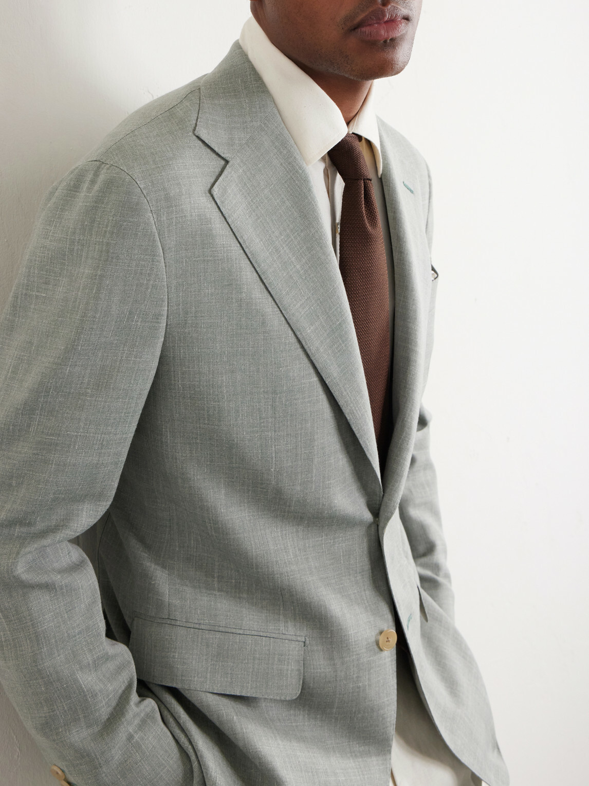 Thom Sweeney - Wool, Silk and Linen-Blend Blazer - Green