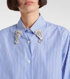 Prada Embellished striped cotton poplin shirt