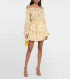LoveShackFancy Popover off-shoulder floral silk minidress