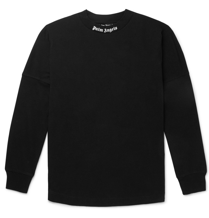 Photo: Palm Angels - Oversized Logo-Print Cotton-Jersey T-Shirt - Black