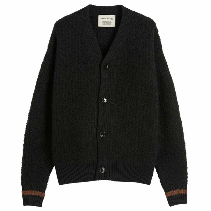 Photo: A Kind of Guise Men's Khuder Knit Cardigan in Black Boucle
