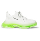 Balenciaga - Triple S Clear Sole Mesh and Leather Sneakers - White